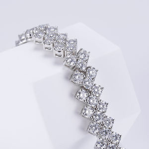 Floral Cluster Round Brilliant Cut Lab Grown Diamond Tennis <b>Bracelet</b> 925 Sterling Silver 10K 14K 18K Gold Womens Fine Jewelry - Product Image 1