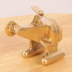Figurine miniature d'hélicoptère en laiton massif antique, artisanale, modèle d'avion vintage en métal de luxe, sculpture, décoration de table - Product Image 5