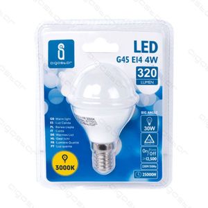 Lampadina LED G45 E14 4W 3000K Luce Calda 320 Lumen Ampio Angolo 25000H - Product Image 1