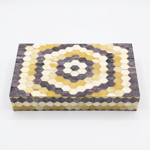 Caja de Almacenamiento Decorativa de Madera con Incrustaciones de Mosaico Hexagonal Multicolor, Hecha a Mano, Personalizada, OEM, ODM, DECORYUG - Product Image 1