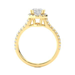 Bague Halo en Diamant de Laboratoire Certifié IGI, Coupe Ovale, Or Jaune Massif 18K, Bijoux de Fiançailles Ethniques pour Femmes - Product Image 5