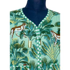 Chaqueta Corta Acolchada de Punto para Mujer, Estilo Boho, Estampado Floral a Rayas, Cierre de Botones Hecho a Mano, Unisex, Regalo - Product Image 3