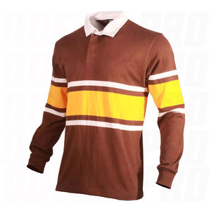 Maillot de rugby personnalisé respirant en polyester épais grande taille à manches longues avec rayures brodées, chemise de football universitaire unisexe - Product Image 6