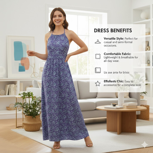 ชุดเดรสยาวผ้าไหมฮาบูไทสุดหรู สายเดี่ยว เปิดหลัง ลายดอกไม้ คุณภาพสูง สำหรับผู้หญิง ฤดูร้อน รุ่นแม็กซี่ ปี 2026 - Product Image 5