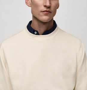 Long sleeve Fashion Plain Men's 100% Cotton Winter Crewneck <b>Sweatshirts</b> with Embroidered Knitted Fabric <b>sweatshirt</b> for men - Product Image 3