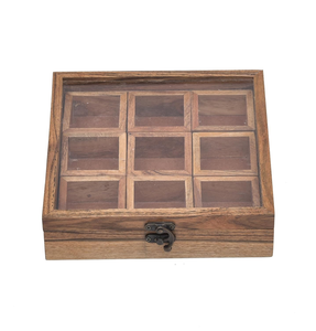 Natural Acacia Wood <b>Spice</b> <b>Box</b> with 9 Containers Wooden Tabletop <b>Masala</b> <b>Dabba</b> Multipurpose Kitchen <b>Spice</b> Organizer Wooden Namak - Product Image 6