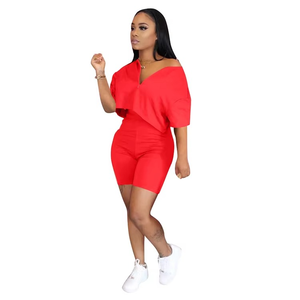 Haut décontracté noir uni pour femme, col en V, épaules dénudées, manches courtes, en maille respirante de polyester et élasthanne, idéal pour l'été - Product Image 2