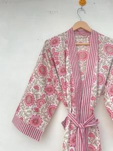 ชุดคลุมกิโมโนผ้าฝ้ายพิมพ์ลายดอกไม้ – ชุดลำลองสำหรับใส่ชายหาดในฤดูร้อน - Product Image 3