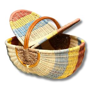 Customizable Natural RATTAN HARVEST <b>BASKET</b> PICNIC <b>BASKET</b> <b>with</b> <b>Handle</b> Wicker Picnic <b>Basket</b> for Outdoor Use - Product Image 1