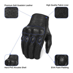 Gants de moto Samroz Sports en cuir véritable, respirants, écologiques, compatibles écran tactile, antidérapants, quatre saisons, unisexes, doux - Product Image 5