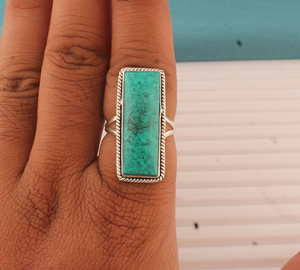 Wholesale Classic Party Women's Rectangular Amethyst 925 <b>Sterling</b> <b>Silver</b> Rope <b>Wire</b> Bezel Setting Ring Supplier - Product Image 1