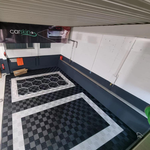 Custom Designed Modular Interlocking Garage Floor Tiles Colorful Plastic Garage Flooring <b>Mats</b> Anti-Slip for Car Detailing Shop - Product Image 1
