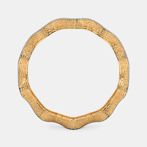 Brazalete de Lujo para Mujer en Oro de 14K con Diseño de Ondas Esculpidas y Diamantes Redondos Cultivados en Laboratorio - Product Image 4
