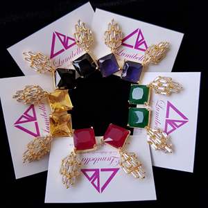 Vintage Gold Plated Pearl Stud Earrings American Diamond Flower Style - Product Image 1