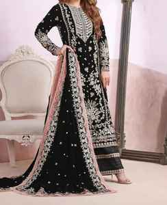 Traje de Fiesta Tradicional Pakistaní de Terciopelo de Alta Calidad para Mujer, Shalwar Kameez de 3 Piezas, MOQ Bajo 2026 - Product Image 4