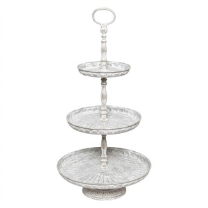 Support de service à 3 niveaux en métal galvanisé, style rustique, pour cuisine, salle à manger, fête et décoration de mariage, utilisation intérieure et extérieure - Product Image 3