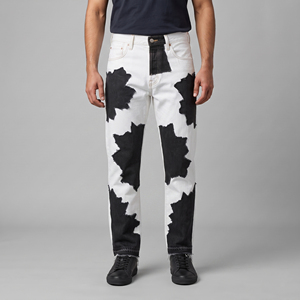 Pantalones Vaqueros de Mezclilla Blancos y Negros con Estampado Completo para Hombre, Pantalones Casuales de Moda con Parches Desgastados, Venta al por Mayor, Personalizados, OEM, al por Mayor - Product Image 6