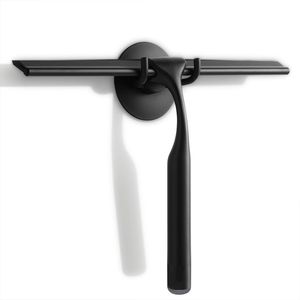 Tergivetro da Doccia in Acciaio Inossidabile Nero Opaco da 10 Pollici con Manico Antiscivolo e Gancio per Lama di Ricambio per Porte in Vetro - Product Image 1