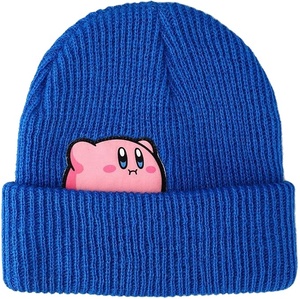 Kirby Winter <b>Beanie</b> Y2K <b>Slouch</b> Cartoon Kidby Acrylic Knitted <b>Beanie</b> <b>Hat</b> Ribbed Lining Cuffed <b>Beanie</b> Winter <b>Hat</b> - Product Image 1