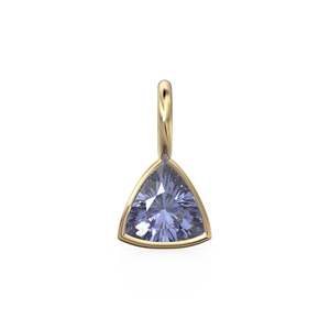 Tanzanite 5mm 14k Yellow <b>Solid</b> <b>Gold</b> Charm <b>Pendant</b> Bezel Jewelry Finding / December Birthstone / Trillion Cut Blue Gemstone / - Product Image 1