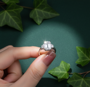 Bague de fiançailles en diamant taille brillant platine, sertie à griffes, style géométrique classique unisexe, plaqué rhodium, or massif 18 carats AMBER - Product Image 3