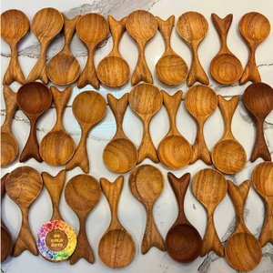 Petites cuillères à épices en bois en forme de queue de poisson, bois de Doussie, pour offrir en cadeau lors de diverses occasions - Caryln - Product Image 1