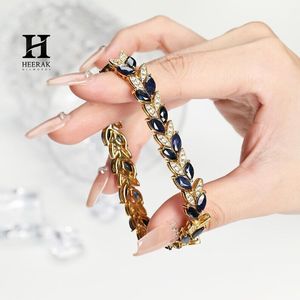 Pulsera de Diamantes y Zafiros Cultivados en Laboratorio, Chapada en Oro de 18K, Diseño Tenis de Lujo, Elegante Regalo de Joyería para Mujer - Product Image 3