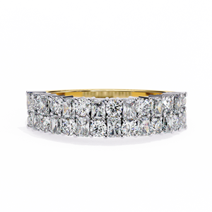 Bague de fiançailles et de mariage en or massif 14 carats avec diamant de laboratoire taille brillant rond et taille radiant, HPHT CVD - Product Image 2