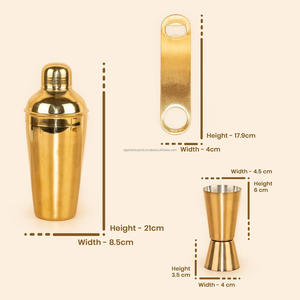 Ensemble de barman professionnel en acier inoxydable : Shaker à cocktails, doseur, ouvre-bouteille – Vente en gros - Product Image 3