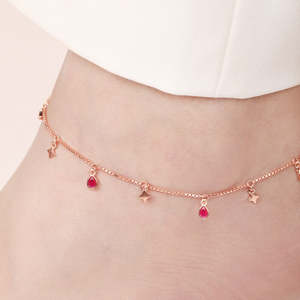 Tobillera de Plata de Ley 925 con Baño de Oro Rosa y Circonitas, Ajustable, Minimalista, Joyería de Moda para Mujer - Product Image 1