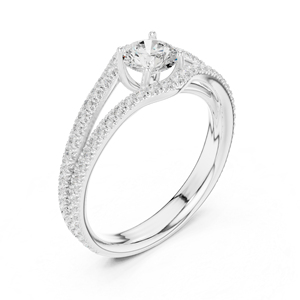 แหวนเพชรทรงกลมทองคำขาว 14K สำหรับผู้หญิง สวมใส่ในออฟฟิศ เพชรเพาะเลี้ยงใหม่ - Product Image 4