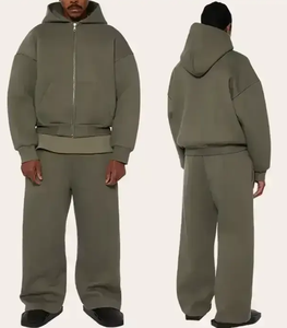 OEM 2026 Conjunto de Sudadera de Dos Piezas de Felpa de Algodón 500G, Holgado y Oversize, con Cremallera Personalizada, Sudadera con Capucha Oversize y Pantalón Jogger - Product Image 1