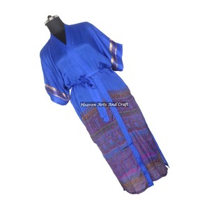 KL016 Vintage Women's Winter Autumn Colorful Floral Print <b>Silk</b> Nightgown with Quick Dry Feature - Product Image 3