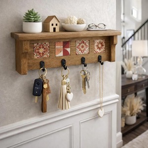 Wooden Key <b>Hook</b> Holder Ideal For Keys Kitchen Hanging Mugs And <b>Towels</b> Wall Mounted Multi Purpose Storage Organizer From India - Product Image 3