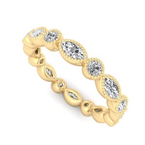 luxury rose <b>gold</b> marquise and round brilliant cut diamond band bezel <b>set</b> stackable wedding <b>ring</b> fashion jewelry for women - Product Image 6