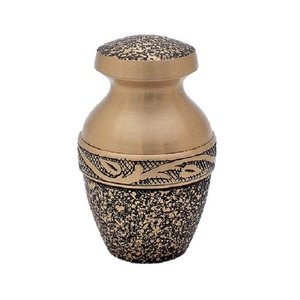 Modern Antique Keepsake Urn Human Ashes Velvet Heart Case Funnel Beautiful Peaceful Dark Blue Brass Handmade Eco-Friendly Decor - Product Image 2