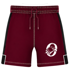 Dark Maroon <b>Black</b> <b>Short</b> Sleeve <b>Rugby</b> Uniform Set Crew Neck Striped <b>Rugby</b> Jersey Drawstring <b>Shorts</b> Athletic Performance Training - Product Image 3