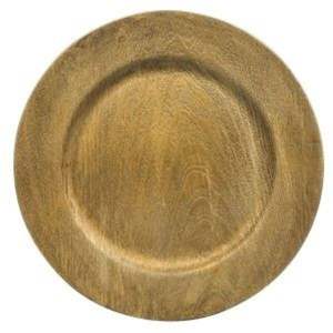 Assiette de présentation ronde de luxe en bois texturé doré, 13 pouces, pour mariage, banquet, événement, fête, vaisselle et accessoires de table - Product Image 1