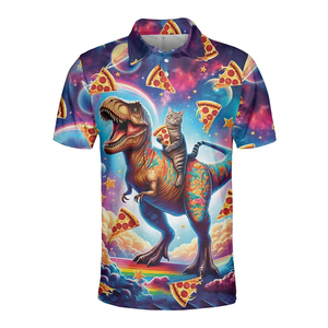 ACE Unisex Summer Hawaiian Style Breathable Cotton Shirt Full Print Cocktail Blue Turn-<b>down</b> Collar Short Sleeve Regular Fit - Product Image 6