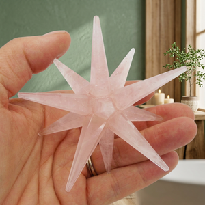 Étoiles de Merkaba à 12 pointes en quartz rose faites à la main, cristaux de style Feng Shui et d'amour pour la décoration de Noël et les cadeaux, en pierres précieuses - Product Image 1