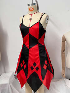 Costume de Clown Féminin à Carreaux Rouges et Blancs pour Halloween 2026, Uniforme de Jeu de Rôle, Cosplay de Ballet, 100% Polyester Rouge et Blanc - Product Image 5