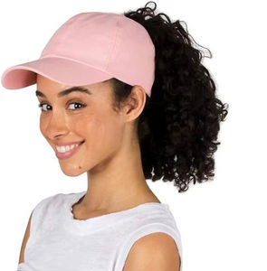 Pink Ponytail Leather <b>Baseball</b> <b>Cap</b> with 3D Embroidery Adjustable Unisex Casual Spring Summer Breathable Adult Fit - Product Image 1