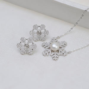 Composants de bijoux DIY en argent S925, pendentif grand format en forme de flocon de neige, fleur et perle, pour femme, personnalisable - Product Image 1