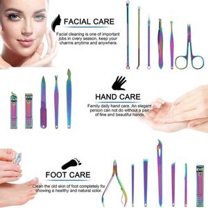 Ensemble de manucure et pédicure arc-en-ciel multicolore, kit de soin des ongles, outils complets pour les mains, les pieds et le visage, pour la maison et le salon - Product Image 2