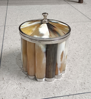 Seau à glace artisanal écologique avec incrustation de corne, intérieur en acier inoxydable, capacité 5L, motif floral, luxe moderne, pour fêtes et bars