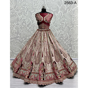 Collections de velours de vêtements de mariée indiens pour la mariée avec le travail de Zarkhan par Fabzone - Product Image 5