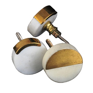Boutons d'armoire en marbre de luxe dorés et blancs Boutons décoratifs en marbre de vente chaude avec taille de forme de couleur personnalisée Fabriqué en Inde Article - Product Image 1