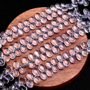 Perles de quartz gris naturel faites à la main de qualité supérieure, forme poire lisse, 8 pouces, brin de pierres précieuses pour la fabrication de bijoux, bracelet, collier - Product Image 3