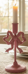 Trendy Pink <b>Bow</b> Metal Taper Candle <b>Holder</b> Set – Custom Wholesale Coquette Candle Stand for Home & Tabletop - Product Image 3