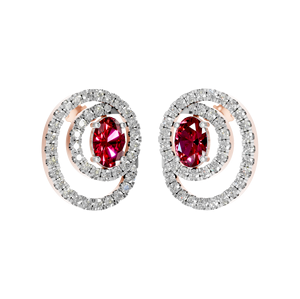 Elegant Fine Jewelry for Women Natural Ruby <b>Halo</b> Spiral Stud <b>Earrings</b> in 14K & 18K White & Rose Gold with Diamond IGI Certified - Product Image 1